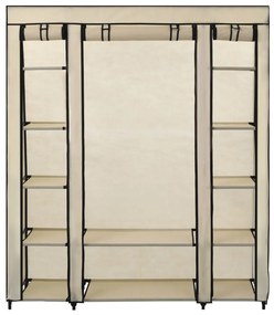 vidaXL Ντουλάπα με Ράφια / Σωλήνες Κρεμ 150x45x176 εκ. Υφασμάτινη