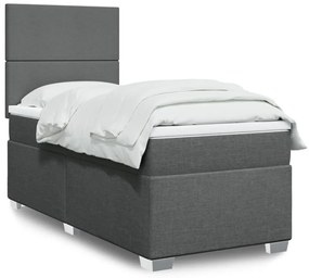 Κρεβάτι Boxspring με Στρώμα Σκούρο Γκρι 80x200 εκ. Υφασμάτινο