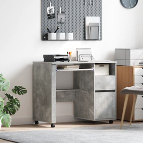 vidaXL Γραφείο Υπολογιστή Concrete Grey Γκρι concrete Μοριοσανίδα Μεσαίο
