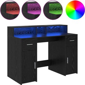 vidaXL Γραφείο με ράφι Μαύρη δρυς 120 x 55 x 91 εκ. Επεξεργασμένο ξύλο