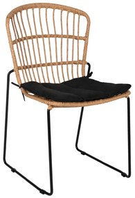 Καρέκλα Κήπου ArteLibre ALFENUS Φυσικό/Μαύρο Rattan/Μέταλλο 50x55x84cm-14510060