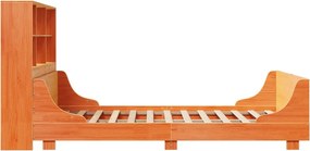 vidaXL Κρεβάτι Βιβλιοθήκη Χωρίς Στρώμα Καφέ 140x190 εκ Μασίφ Πεύκο