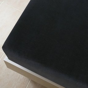vidaXL Σεντόνι με Λάστιχο Μαύρο 140x200 εκ. Βαμβακερό Ζέρσεϊ