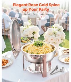 VEVOR 5 Qt 4 Pack Round Chafing Dish Buffet Set Full-Size Pan Stainless Steel