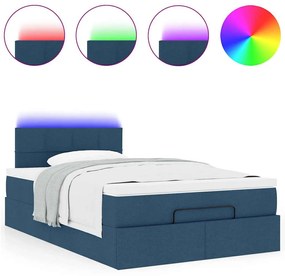 Οθωμανικό κρεβάτι με στρώμα &amp; LEDs Μπλε 120x200 cm Ύφασμα 3312304