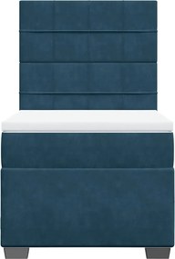 vidaXL Κρεβάτι Boxspring με Στρώμα Μπλε 90x200 εκ. Βελούδινο