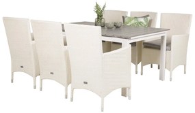 Σετ Τραπέζι και καρέκλες Dallas 3025, Polyξύλο, Πλαστικό ψάθινο, Μαξιλάρι καθίσματος: Ναι | Epipla1.gr