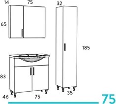 Martin Siena 75 Harmony - Πάγκος με Νιπτήρα &amp; Καθρέπτη