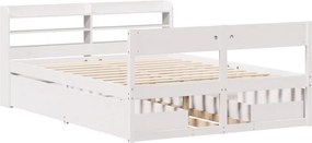 vidaXL Σκελετός Κρεβ. Χωρίς Στρώμα Λευκό 150x200 εκ Μασίφ Πεύκο
