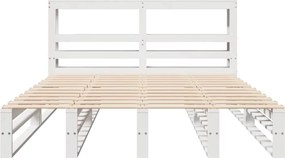 vidaXL Σκελετός Κρεβ. Χωρίς Στρώμα Λευκό 140x190 εκ Μασίφ Πεύκο