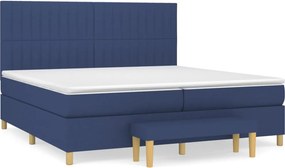 vidaXL Κρεβάτι Boxspring με Στρώμα Μπλε 200x200 εκ. Υφασμάτινο
