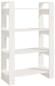 vidaXL Βιβλιοθήκη/Διαχωριστικό Χώρου Λευκό 80x35x125 εκ. Μασίφ Πεύκο