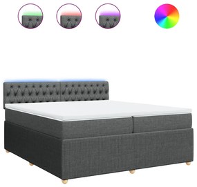 vidaXL Κρεβάτι Boxspring με Στρώμα Σκούρο Γκρι 200x200 εκ. Υφασμάτινο