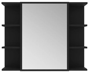 vidaXL Καθρέφτης Μπάνιου με Ντουλάπι Μαύρος 80x20,5x64 εκ. Επεξ. Ξύλο