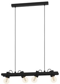 Φωτιστικό Οροφής - Ράγα Plimsoll 43848 77x9,5x110cm 4xΕ27 15W Black Eglo Steel,Wood