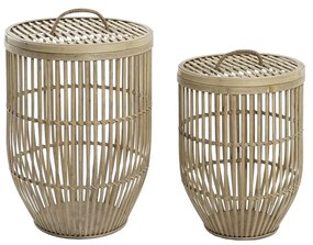 Σετ Καλαθιών DKD Home Decor Φυσικό Ανοιχτό καφέ Bamboo (2 Τεμάχια)