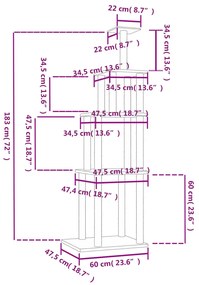 vidaXL Γατόδεντρο Κρεμ 183 εκ. με Στύλους Ξυσίματος από Σιζάλ