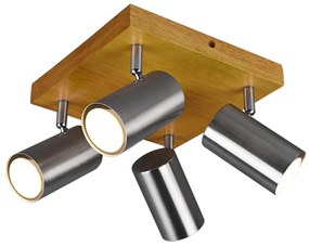 Φωτιστικό Οροφής - Σποτ Marley 812400407 4xGU10 35W 22x22x16cm Nickel Mat Trio Lighting Metal,Wood
