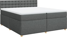 vidaXL Κρεβάτι Boxspring με Στρώμα Σκούρο Γκρι 200x200 εκ. Υφασμάτινο