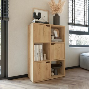 Βιβλιοθήκη Bookel pakoworld μελαμίνης σε oak απόχρωση 59.5x27.5x89εκ (1 τεμάχια)