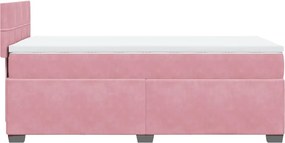 vidaXL Κρεβάτι Boxspring με Στρώμα Ροζ 90x190 εκ. Βελούδινο