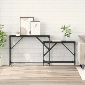vidaXL Τραπέζι κονσόλας 2 τμχ. Μαύρη Οξυά 100 x 28 x 75 εκ.