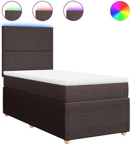 vidaXL Κρεβάτι Boxspring με Στρώμα Σκούρο Καφέ 100x200 εκ. Υφασμάτινο