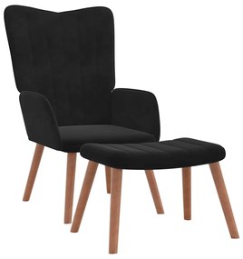 vidaXL Πολυθρόνα Relax Μαύρη Βελούδινη με Σκαμπό