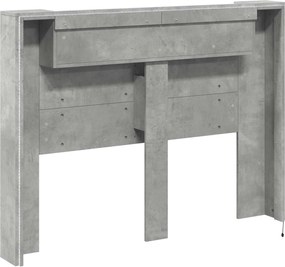 vidaXL Κεφαλάρι Ντουλάπι με LED Σκυρόδεμα 140 x 16,5 x 103,5 cm