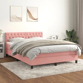 ΚΡΕΒΑΤΙ BOXSPRING ΜΕ ΣΤΡΩΜΑ ΡΟΖ 140X200 ΕΚ. ΒΕΛΟΥΔΙΝΟ 3141490