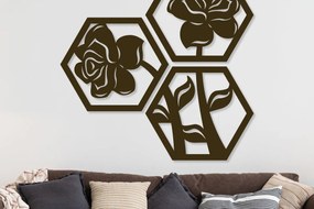 Σετ των 2 Intra απο ξύλο plywood 3mm-4mm πάχος - Σχήμα λουλουδιού Εξάγωνο Διακόσμηση Τοίχων  Δίασταση 20x20 cm INTRAFABR-74399110