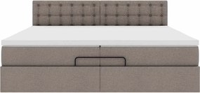 vidaXL Οθωμανικό κρεβάτι με στρώμα Taupe 200x200 cm Ύφασμα