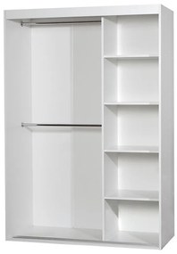 Ντουλάπα Miami 242, Άσπρο, 205x120x60cm, 118 kg, Πόρτες ντουλάπας: Ολίσθηση, Αριθμός ραφιών: 4, Αριθμός ραφιών: 4 | Epipla1.gr