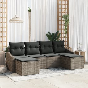 vidaXL Σετ Εξωτερικής Τραπεζαρίας 6 Τεμαχίων με Μαξιλάρια Γκρι Πολυ Ράτταν
