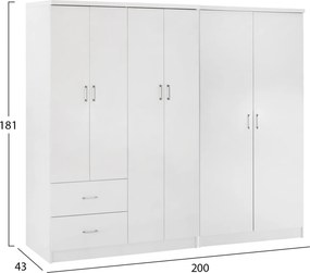 ΝΤΟΥΛΑΠΑ 6ΦΥΛΛΗ BLAKELY HM21235.05 ΜΕΛΑΜΙΝΗ ΧΡΩΜΑ ΛΕΥΚΟ 201x43x181Υεκ
