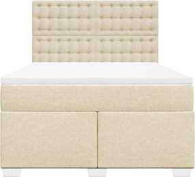 vidaXL Κρεβάτι Boxspring με Στρώμα Κρεμ 140x190 εκ. Υφασμάτινο