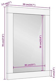 Καθρέφτης Μπάνιου 50x70x2,5 εκ. από Μασίφ Ξύλο Μάνγκο/Γυαλί - Καφέ