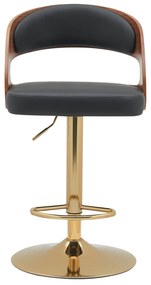 Σκαμπό Bar ArteLibre SINDRI Μαύρο/Καφέ Ξύλο/PU/Αλουμίνιο 48x49x91-112cm