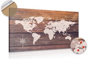 Εικόνα ενός αξιοπρεπούς χάρτη από φελλό με ξύλινο φόντο - 90x60  wooden
