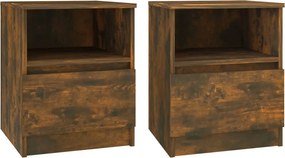 vidaXL Κομοδίνα 2 τεμ. Καπνιστή Δρυς 40x40x50 εκ. από Επεξεργ. Ξύλο