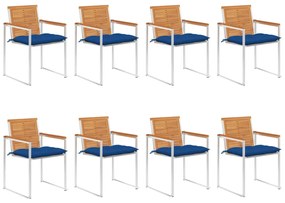 vidaXL Καρέκλες Κήπου 8 τεμ. από Μασίφ Ξύλο Ακακίας με Μαξιλάρια