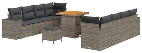 vidaXL Σετ Καναπέ Κήπου με μαξιλάρι 11 pcs Γκρι 80 x 80 x 71 cm