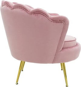 Πολυθρόνα Daimon pakoworld βελούδο ροζ-χρυσό 79x74x78εκ