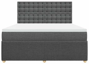 vidaXL Κρεβάτι Boxspring με Στρώμα Σκούρο Γκρι 180x200 εκ Υφασμάτιν