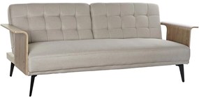 Καναπές-Κρεβάτι DKD Home Decor 203 x 87 x 81 cm Μαύρο Μπεζ Μέταλλο Καφέ