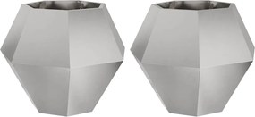 vidaXL Γλάστρα 2 pcs Ασημί 75 x 75 x 60 εκ Ανοξείδωτο ατσάλι