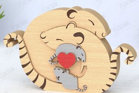 Intra απο ξύλο plywood 3mm-4mm πάχος – Οικογενειακό παζλ Αρουραίων Κοπή λέιζερ | Ζώα Δίασταση 20x20 cm INTRAFABR-119896208