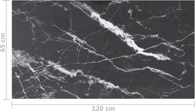 vidaXL Επιφάνεια Τραπεζιού Μαύρη 120x65εκ 8χιλ Ψημ. Γυαλί Μαρμ. Σχέδιο