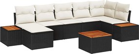 vidaXL Σετ Καναπέ Κήπου με μαξιλάρι 8 pcs Μαύρο Πολυ ράταν