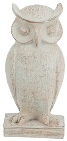 Artekko Owl Διακοσμητική Κουκουβάγια Ρητίνη Λευκή Πατίνα (15x13.5x30.5)cm